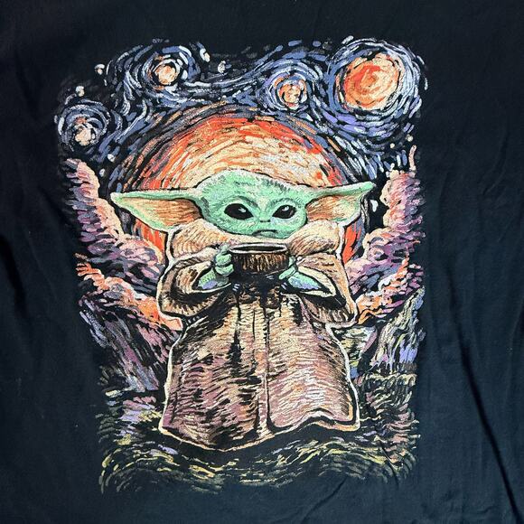 Star Wars Fifth Sun Baby Yoda Graphic Tee – Black Cotton Short Sleeve - Picture 3 of 5